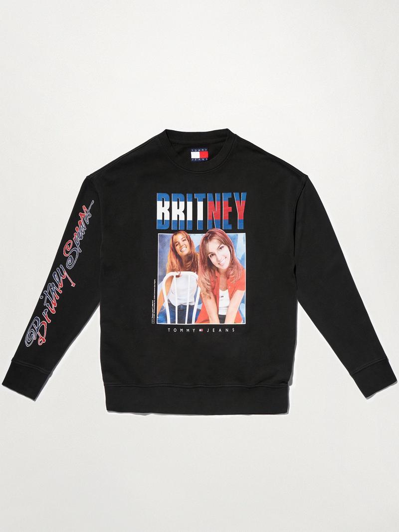 Női Tommy Hilfiger Organic Pamut Britney Oversized Pulóverek Fekete | HU 394OKI